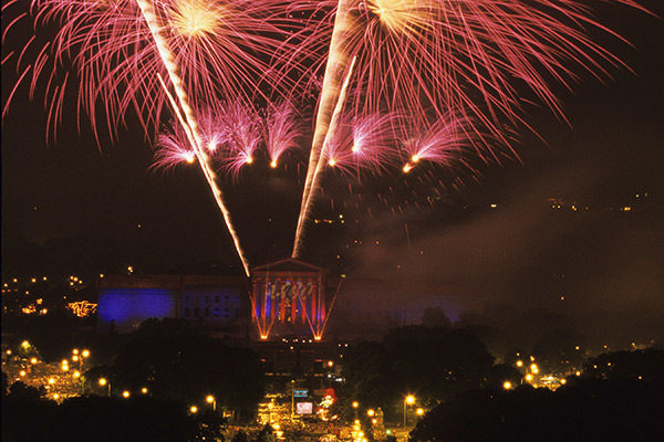 Fourth of July Fireworks over the Philadelphia Museum of the Art